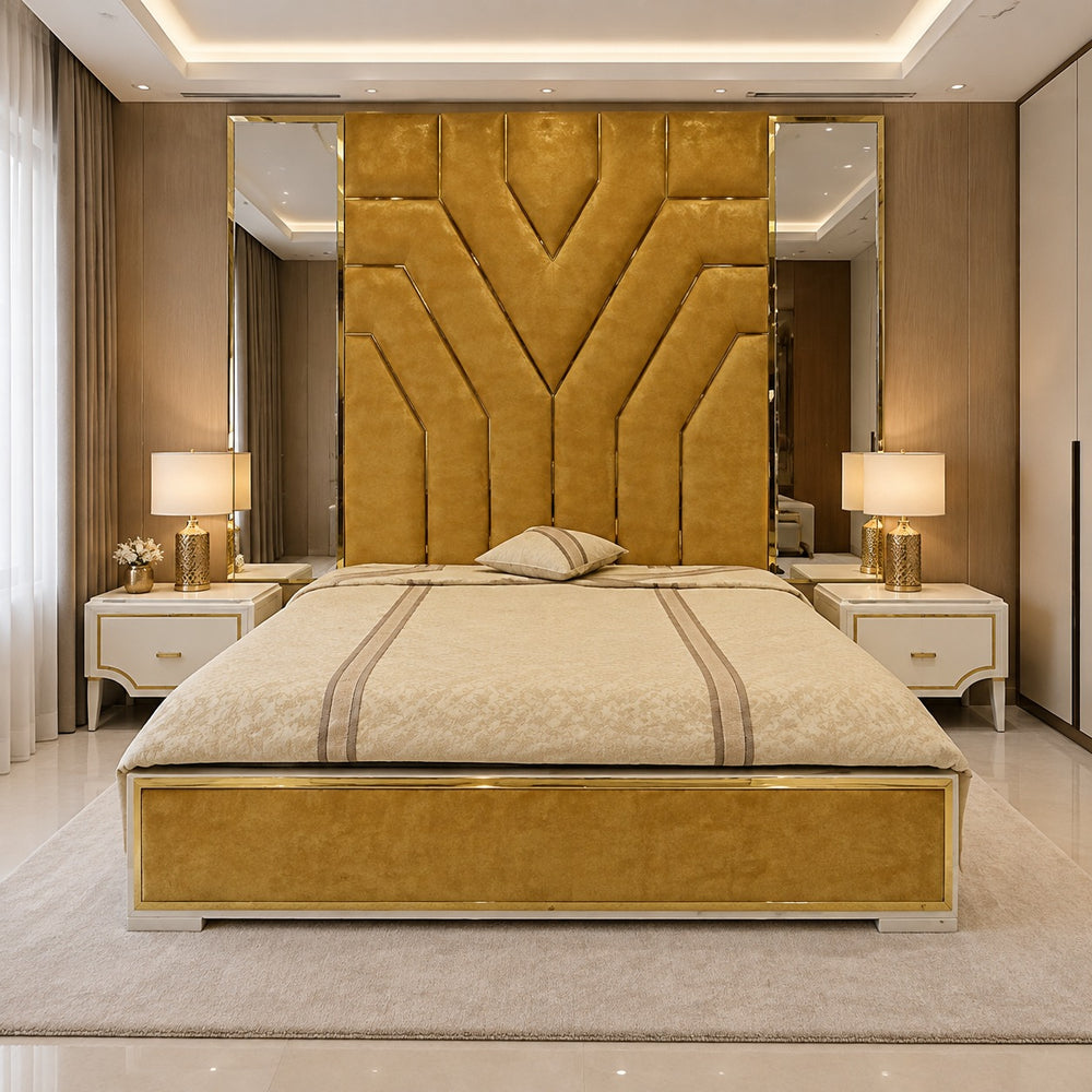 Veyra Gold Geometric Bed