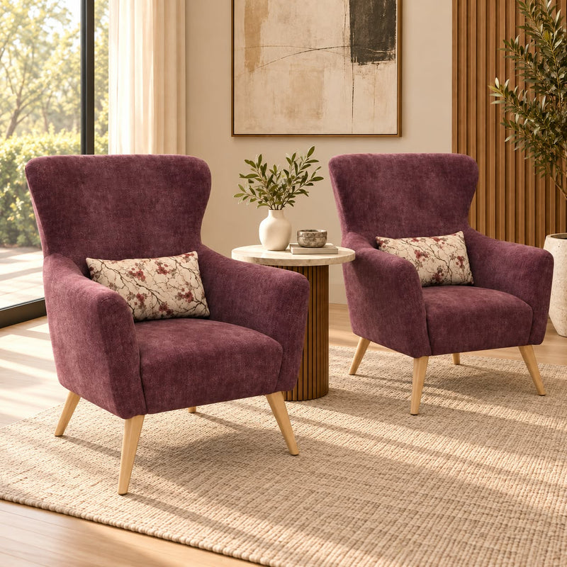 Elara Plum Wingback Accent Chairs