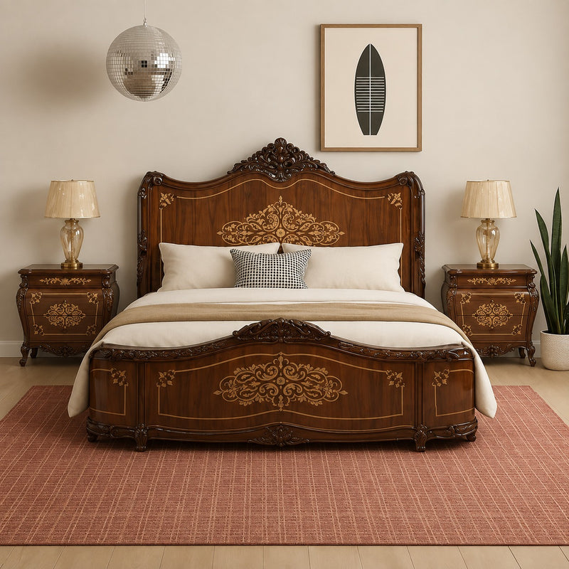 Majestic Noor Carved Wooden Bed