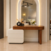 Modern Wooden Dressing Table with Mirror & Storage Cabinet