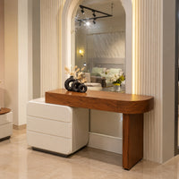 Modern Wooden Dressing Table with Mirror & Storage Cabinet