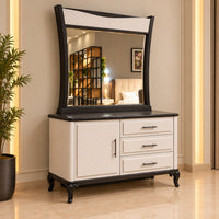 Modern Wooden Dressing Table with Mirror & Storage Drawers