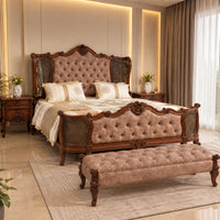 Royal Heritage Hand-Carved Wooden Bed