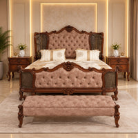 Royal Heritage Hand-Carved Wooden Bed