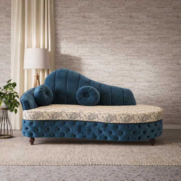 Sapphire Bloom Tufted Chaise Lounge