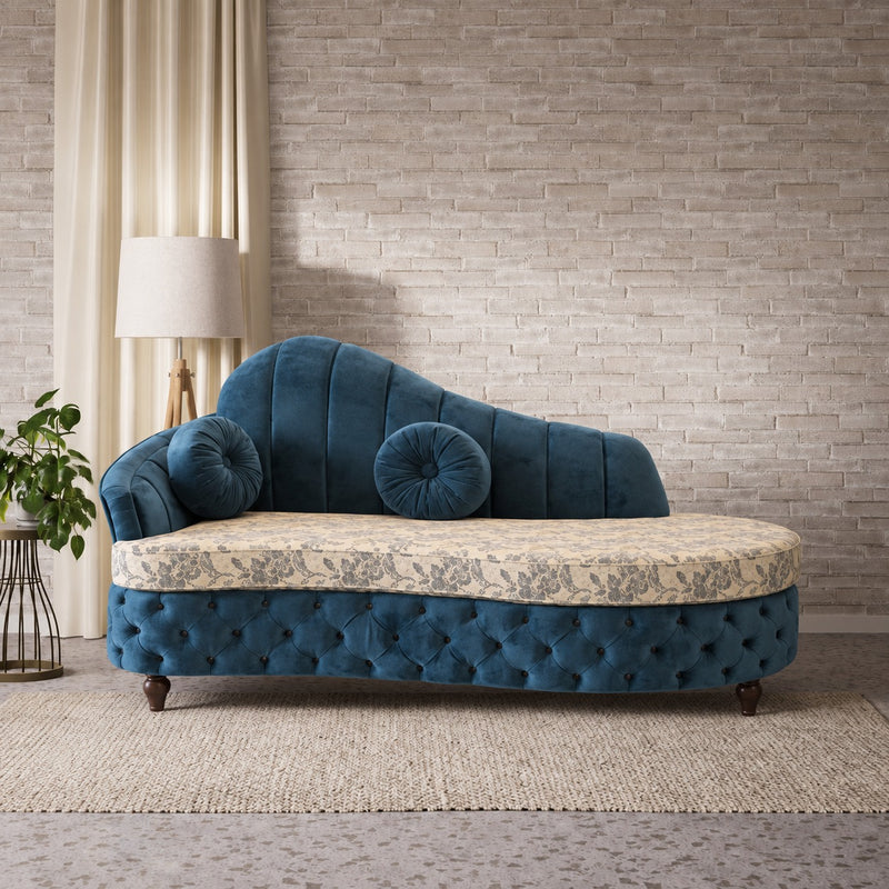 Sapphire Bloom Tufted Chaise Lounge