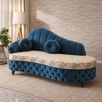 Sapphire Bloom Tufted Chaise Lounge