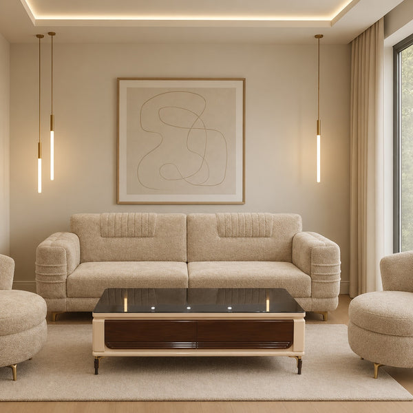 Lorenzo Ribbed Three-Seater Sofa